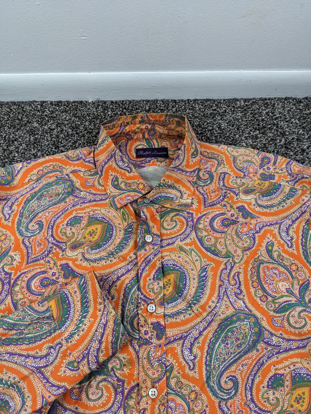Ralph Lauren Orange Paisley Men's Button-Up Shirt